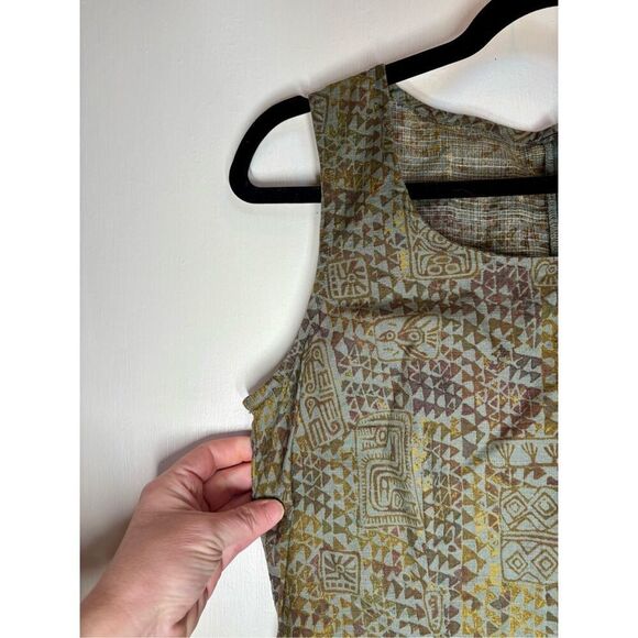 Peruvian Connection Green Tribal Print Cotton Midi Dress size 6 NWOT - Picture 5 of 10